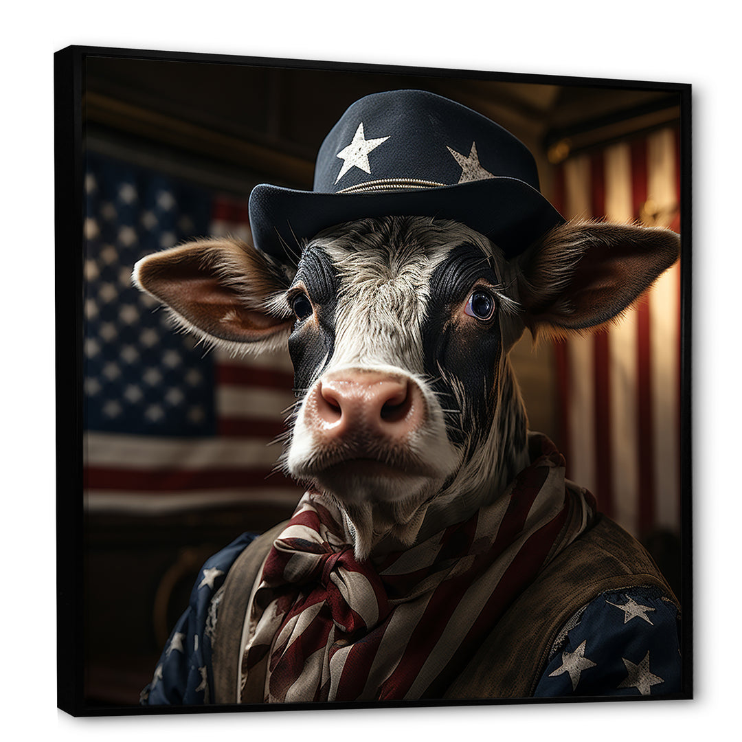 Patriotic Cow USA portrait - Cow Bedroom Wall Art