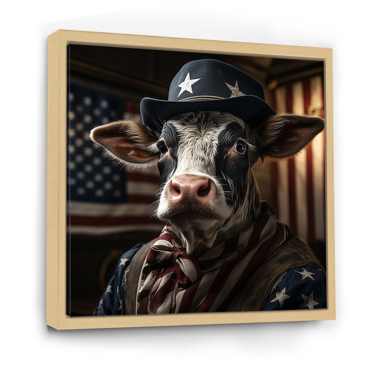 Patriotic Cow USA portrait - Cow Bedroom Wall Art