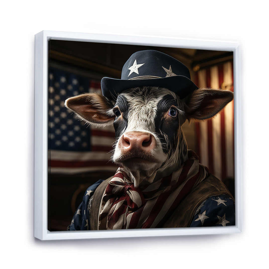 Patriotic Cow USA portrait - Cow Bedroom Wall Art