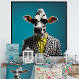Sunglass suited cow fashion - Cow Canvas Wall Art