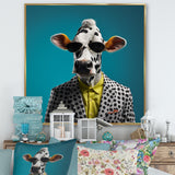 Sunglass suited cow fashion - Cow Canvas Wall Art