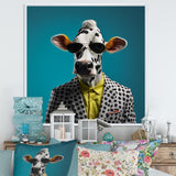 Sunglass suited cow fashion - Cow Canvas Wall Art