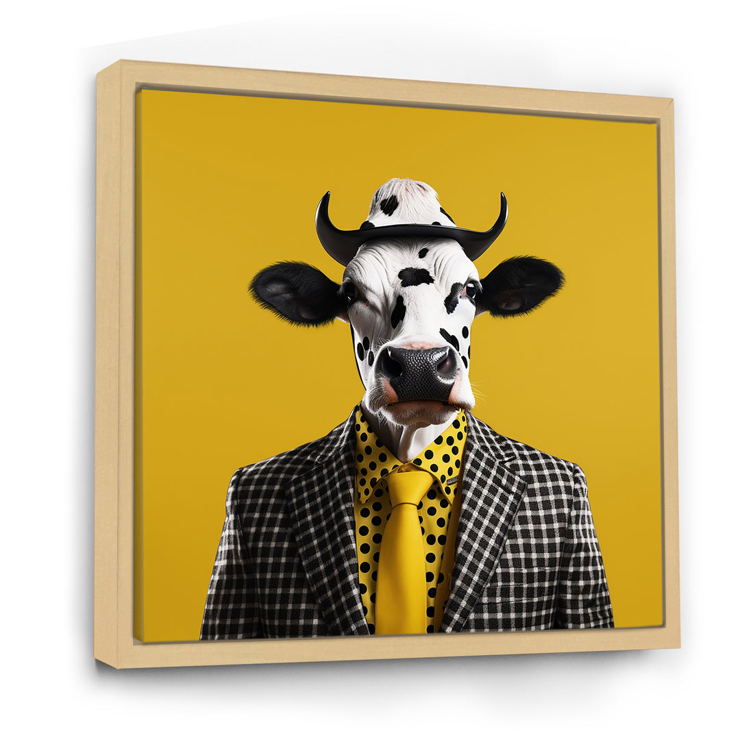 Yellow sunglass suited cow fashion - Cow Wall Decor