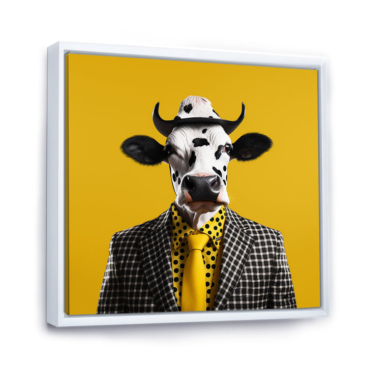 Yellow sunglass suited cow fashion - Cow Wall Decor