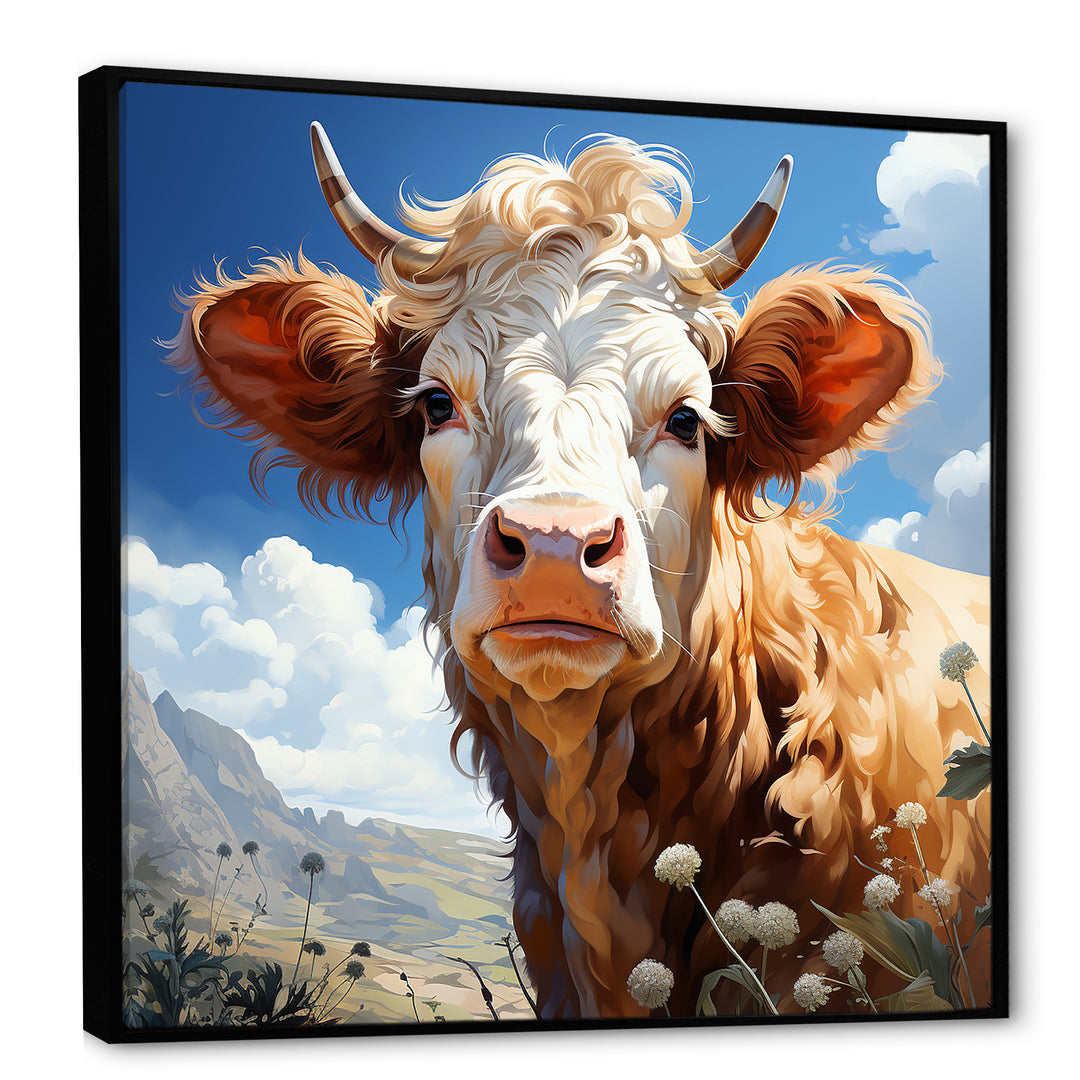 Cow portrait in a flower meadow - Cow Wall Art Prints