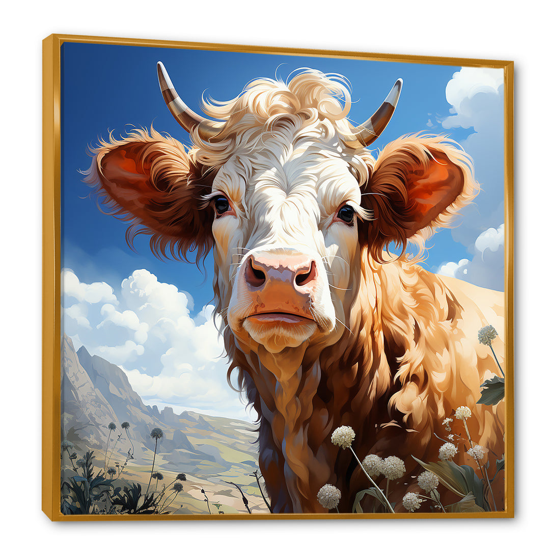 Cow portrait in a flower meadow - Cow Wall Art Prints
