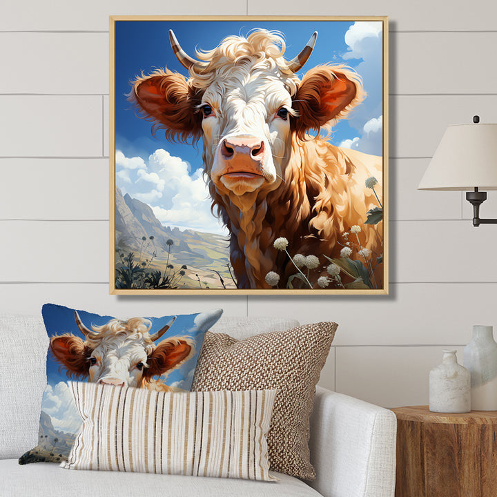 Cow portrait in a flower meadow - Cow Wall Art Prints