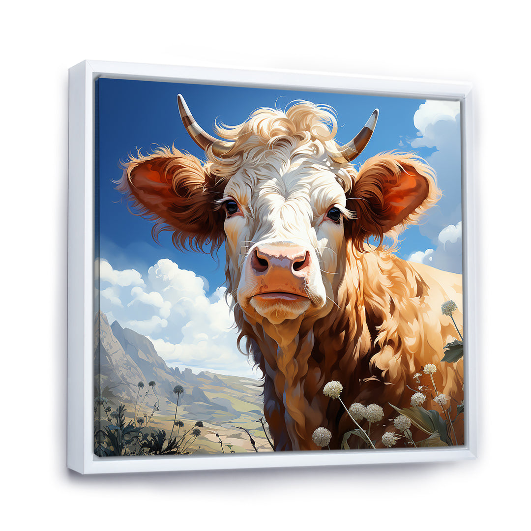 Cow portrait in a flower meadow - Cow Wall Art Prints
