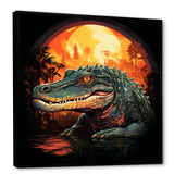 Orange and green Crocodile sunset - Crocodile Framed Canvas Art
