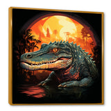 Orange and green Crocodile sunset - Crocodile Framed Canvas Art