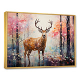 Deer in Shimmering floral forest - Deer Landscape Home Decor Art