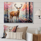 Deer in Shimmering floral forest - Deer Landscape Home Decor Art
