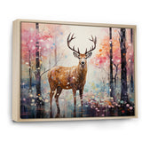 Deer in Shimmering floral forest - Deer Landscape Home Decor Art