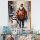 Santa and his snowman in winter wonderland - Deer Bedroom Wall Art