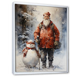 Santa and his snowman in winter wonderland - Deer Bedroom Wall Art