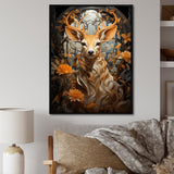 Floral Deer portrait beauty - Deer Landscape Wall Decor