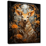 Floral Deer portrait beauty - Deer Landscape Wall Decor