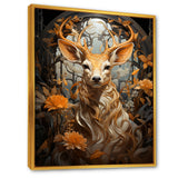 Floral Deer portrait beauty - Deer Landscape Wall Decor