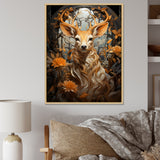 Floral Deer portrait beauty - Deer Landscape Wall Decor