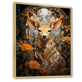 Floral Deer portrait beauty - Deer Landscape Wall Decor