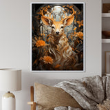 Floral Deer portrait beauty - Deer Landscape Wall Decor