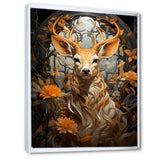 Floral Deer portrait beauty - Deer Landscape Wall Decor
