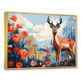 Red and blue Deer in forest - Deer Landscape Wall Art Prints