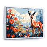 Red and blue Deer in forest - Deer Landscape Wall Art Prints