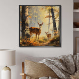 Deer family in the woods III - Animals Canvas Wall Art