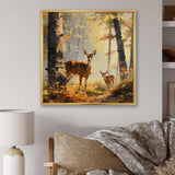 Deer family in the woods III - Animals Canvas Wall Art