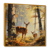 Deer family in the woods III - Animals Canvas Wall Art