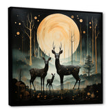Wondering night deer family elegance - Deer Landscape Canvas Wall Art
