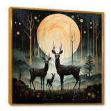 Wondering night deer family elegance - Deer Landscape Canvas Wall Art
