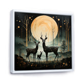 Wondering night deer family elegance - Deer Landscape Canvas Wall Art