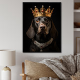Crowned Royal Dachshund dog king - Dog Canvas Wall Art
