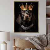 Crowned Royal Dachshund dog king - Dog Canvas Wall Art