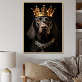 Crowned Royal Dachshund dog king - Dog Canvas Wall Art