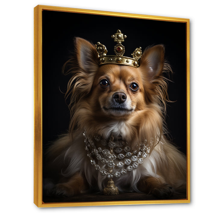 Crowned Royal bloodhound Pomeranian Dog - Yellow Dog Wall Art