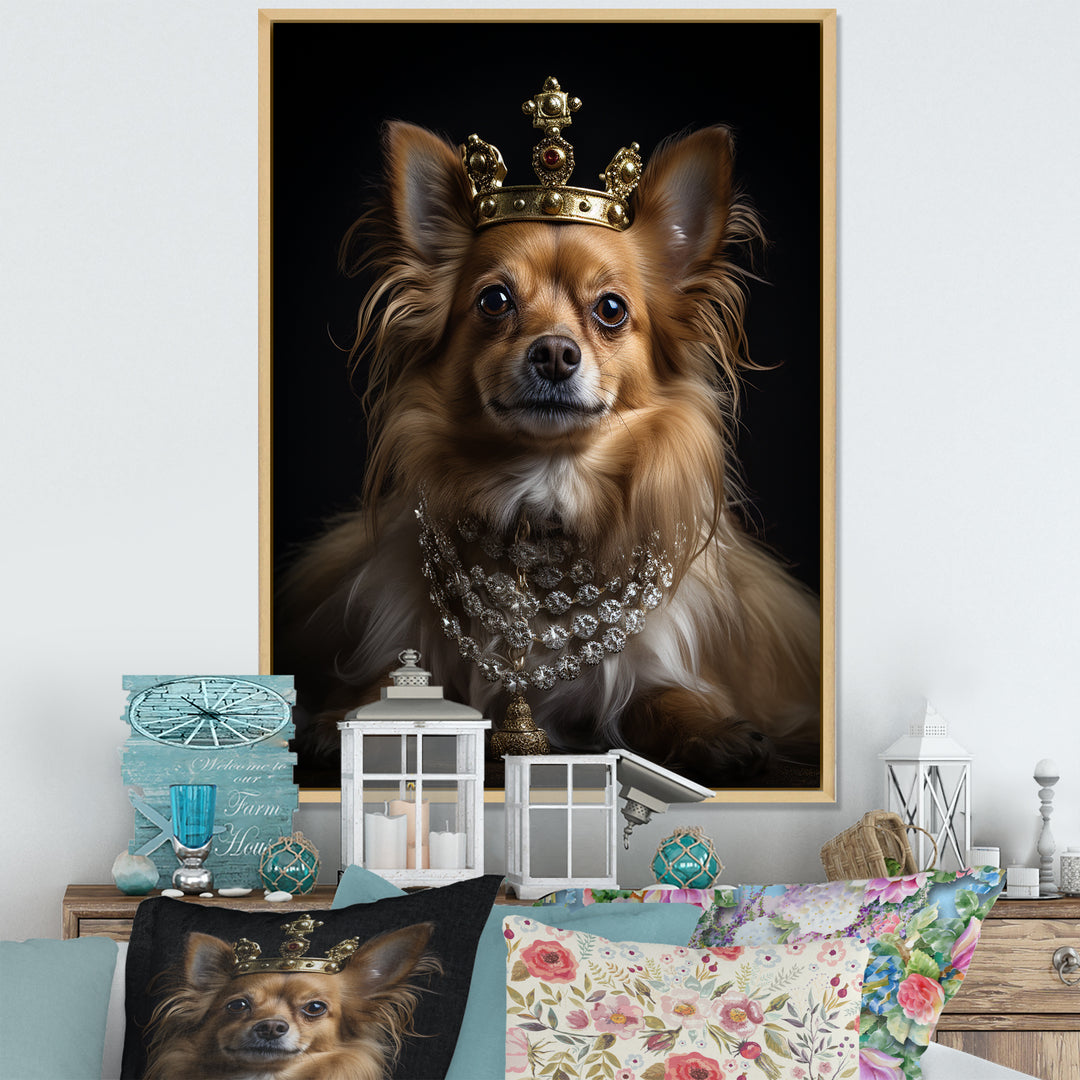 Crowned Royal bloodhound Pomeranian Dog - Yellow Dog Wall Art