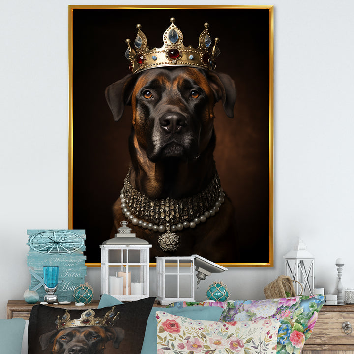 Crowned Royal mountain Dog - Dog Framed Canvas Art