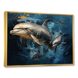 Blue Dancing Dolphines IV - Animals Canvas Wall Art