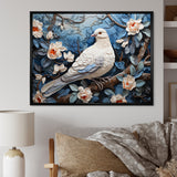 White and blue dove floral Springtime - Dove Bedroom Wall Art