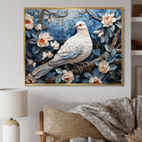 White and blue dove floral Springtime - Dove Bedroom Wall Art
