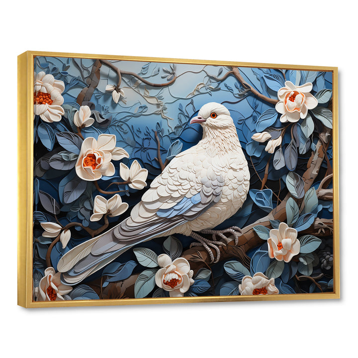 White and blue dove floral Springtime - Dove Bedroom Wall Art