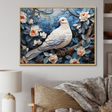 White and blue dove floral Springtime - Dove Bedroom Wall Art