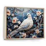 White and blue dove floral Springtime - Dove Bedroom Wall Art
