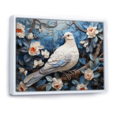White and blue dove floral Springtime - Dove Bedroom Wall Art