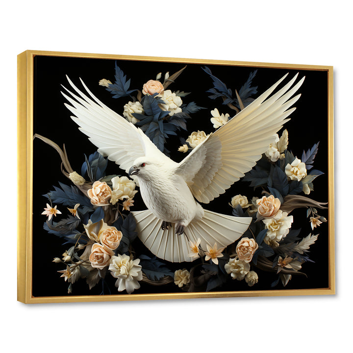 Springtime floral dove - Dove Canvas Wall Art