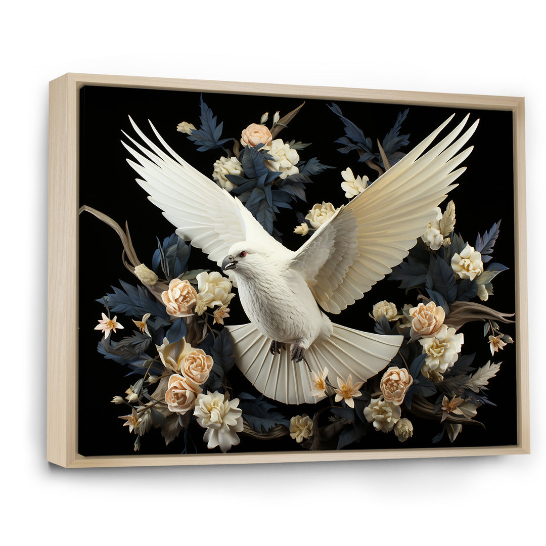 Springtime floral dove - Dove Canvas Wall Art