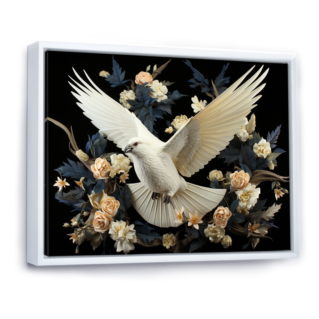 Springtime floral dove - Dove Canvas Wall Art